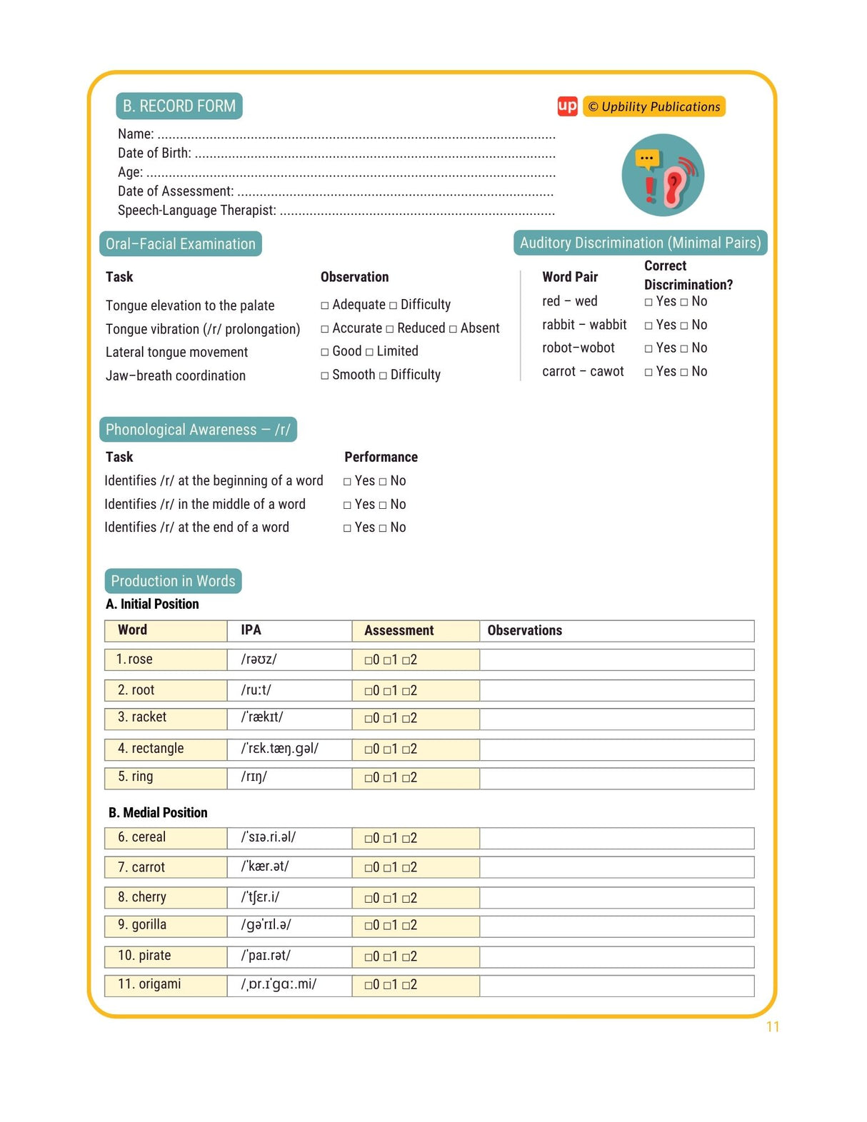 Articulation of the /r/ phoneme | Assessment & Therapy Guide