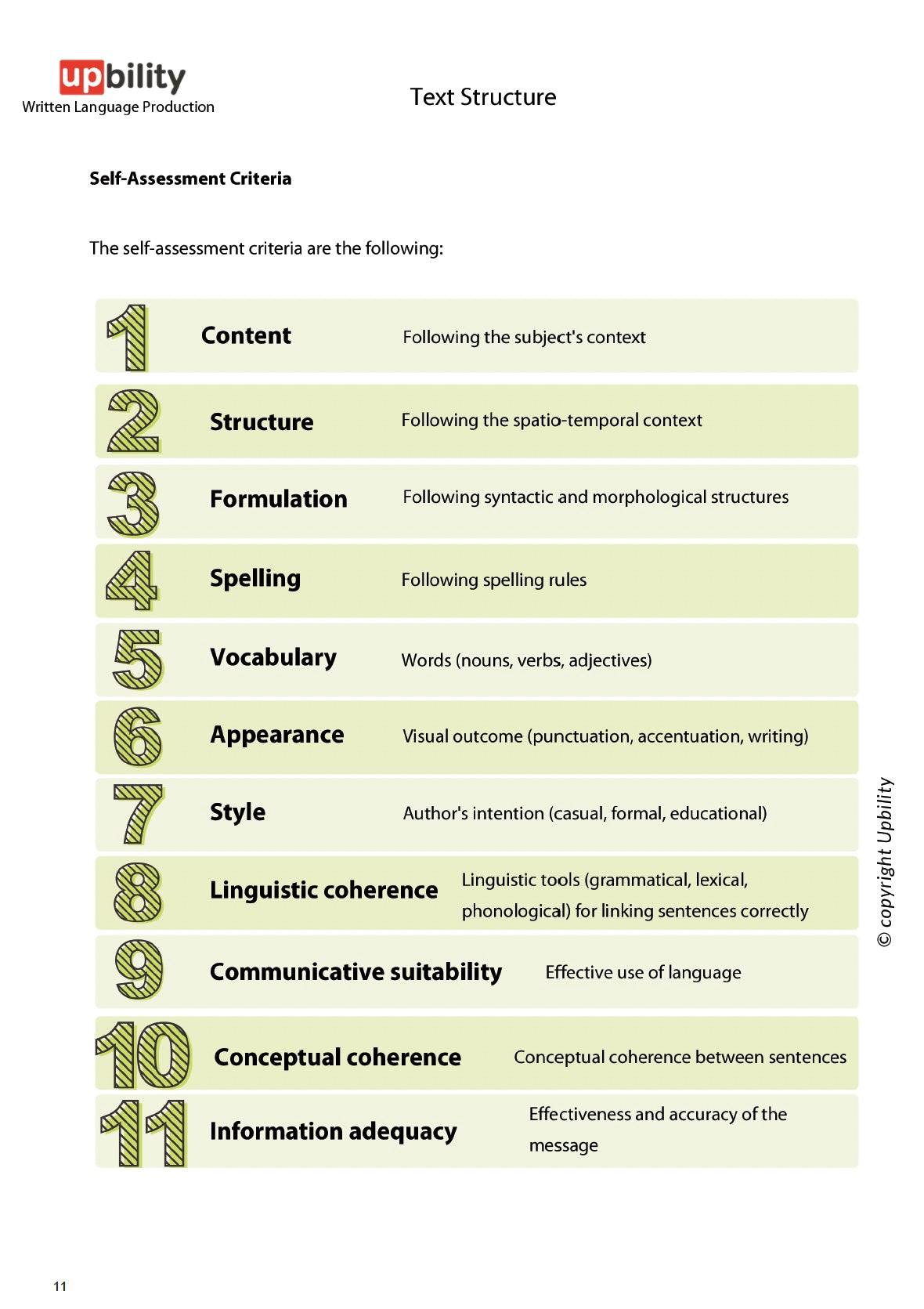 Written Language Production | TEXT STRUCTURE, Part B