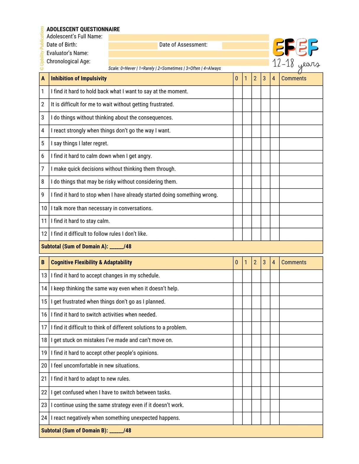 Executive Functions - Intervention Strategies | 12-18 years old