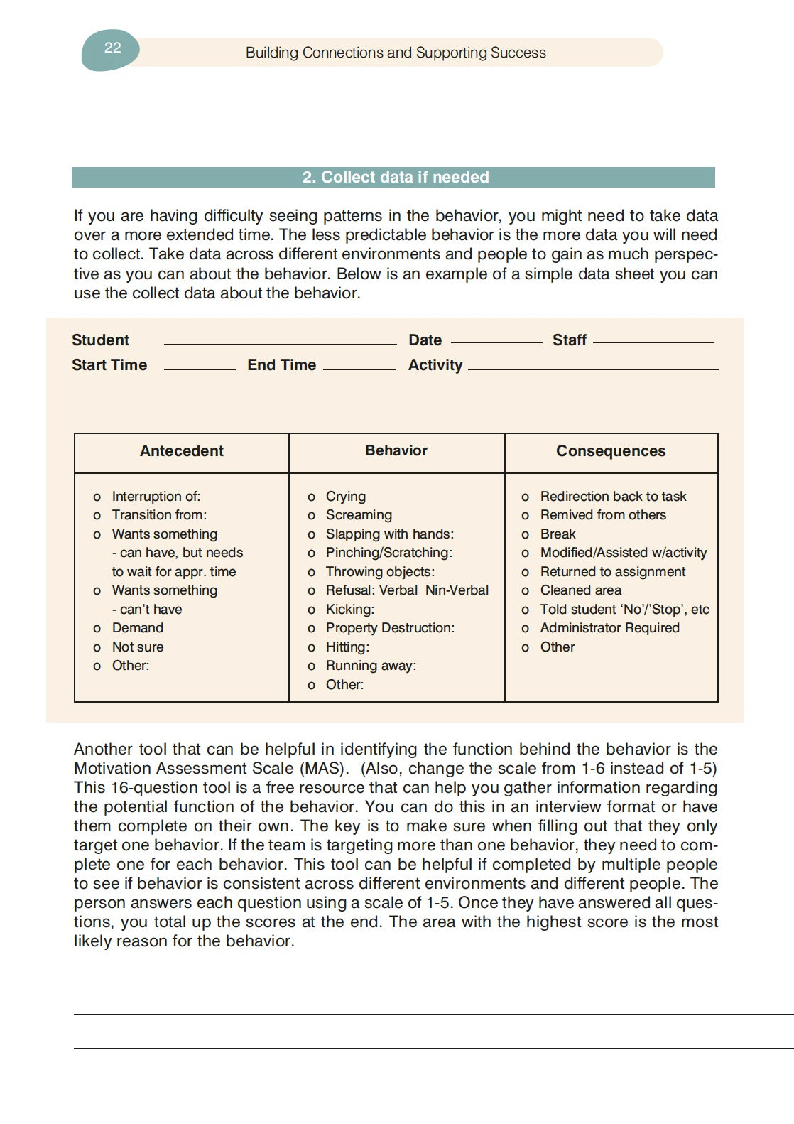 Functional Behavior Analysis: Assessment & Intervention Plan