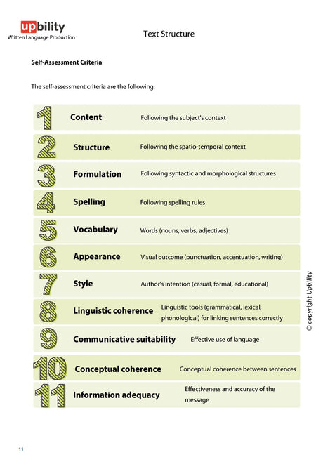 Written Language Production | TEXT STRUCTURE, Part B