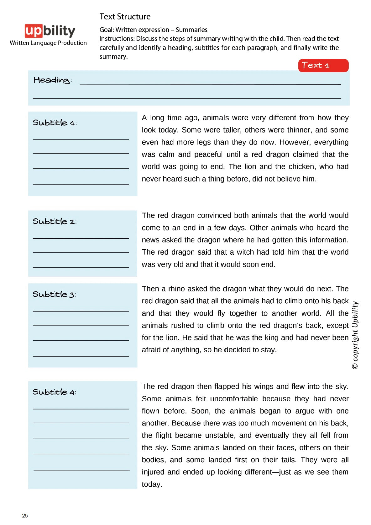 Written Language Production | TEXT STRUCTURE, Part B