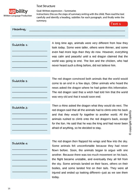 Written Language Production | TEXT STRUCTURE, Part B