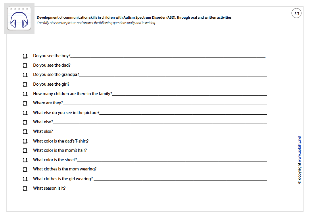 Development of communication skills in children with ASD, through oral and written activities - Upbility EN