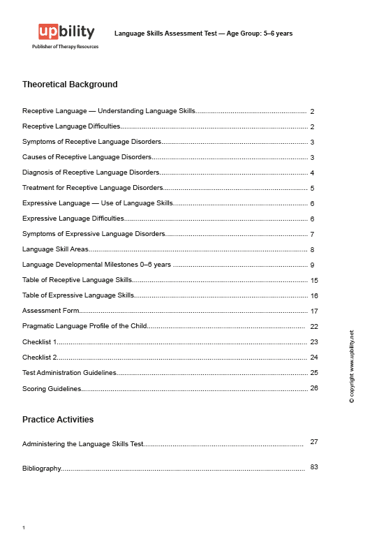 LANGUAGE SKILLS ASSESSMENT TEST | 5–6 years – Upbility Publications