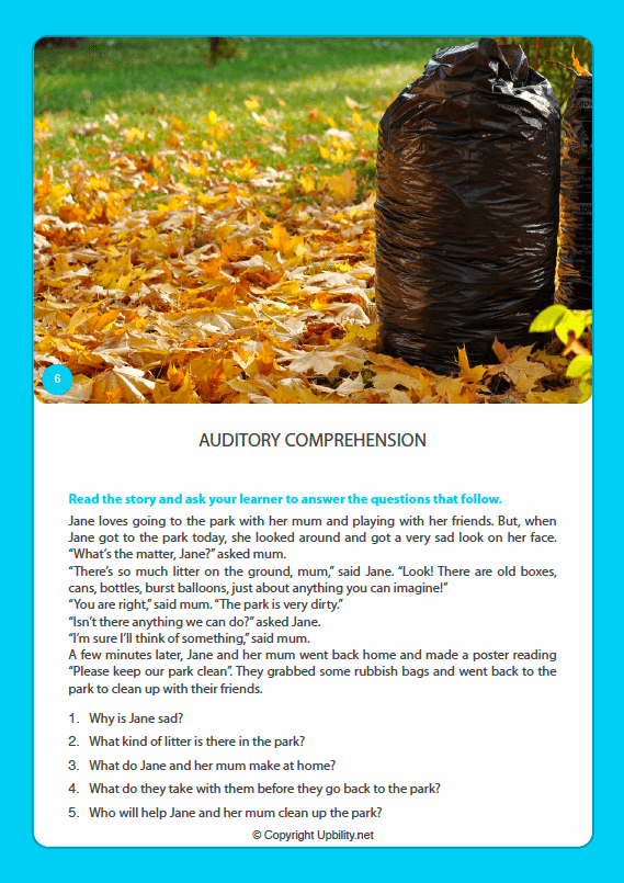 PICTURE CARDS | Mastering Auditory Comprehension – Upbility Publications