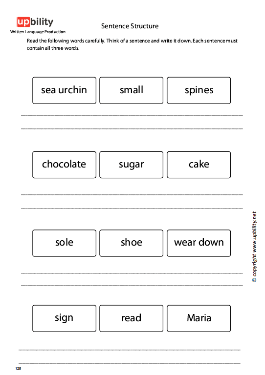 Written Language Production | SENTENCE STRUCTURE - Upbility EN