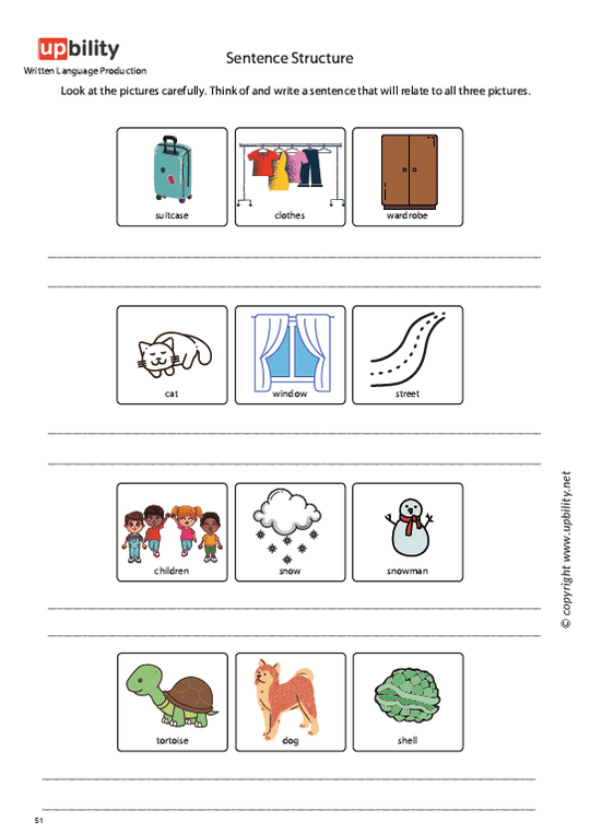 Written Language Production | SENTENCE STRUCTURE — Upbility Publications