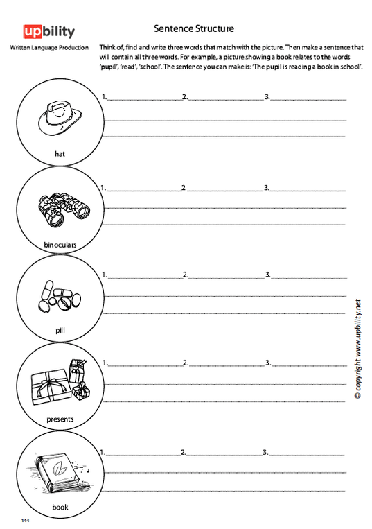 Written Language Production | SENTENCE STRUCTURE — Upbility Publications