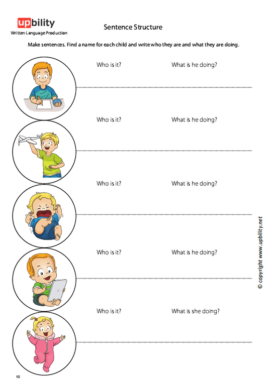 Written Language Production | SENTENCE STRUCTURE — Upbility Publications